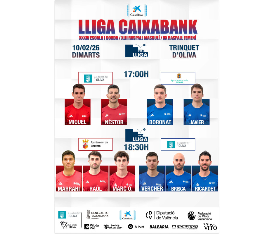 Lliga Caixabank Pro Raspall - Oliva 10/02/26 Lliga Caixabank Pro Raspall - Oliva 10/02/26