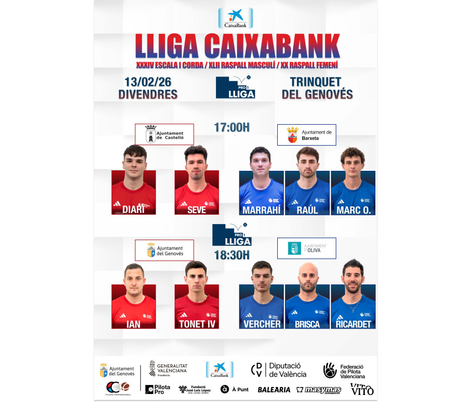 Lliga Caixabank Pro Raspall - Genovés 13/02/26 Lliga Caixabank Pro Raspall - Genovés 13/02/26